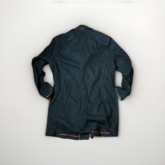 John Varvatos Mens Sz 2X Black Wool Cashmere Long Pea Coat Style Full Zip - Picture 2 of 4